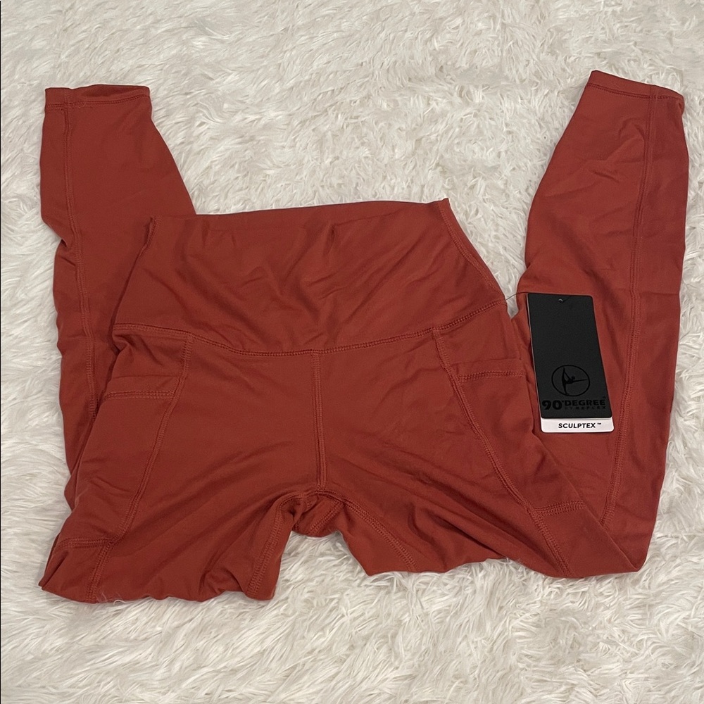 90 Degree By Reflex Rust High-Waisted Leggings